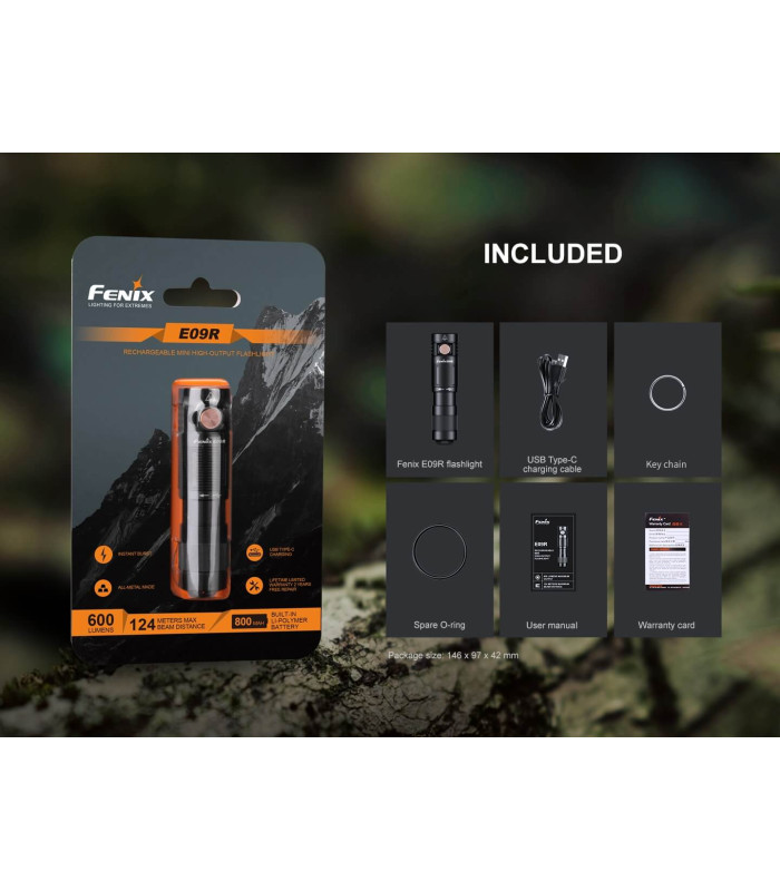 Φακός Fenix E09R Επαναφορτιζόμενος Με USB