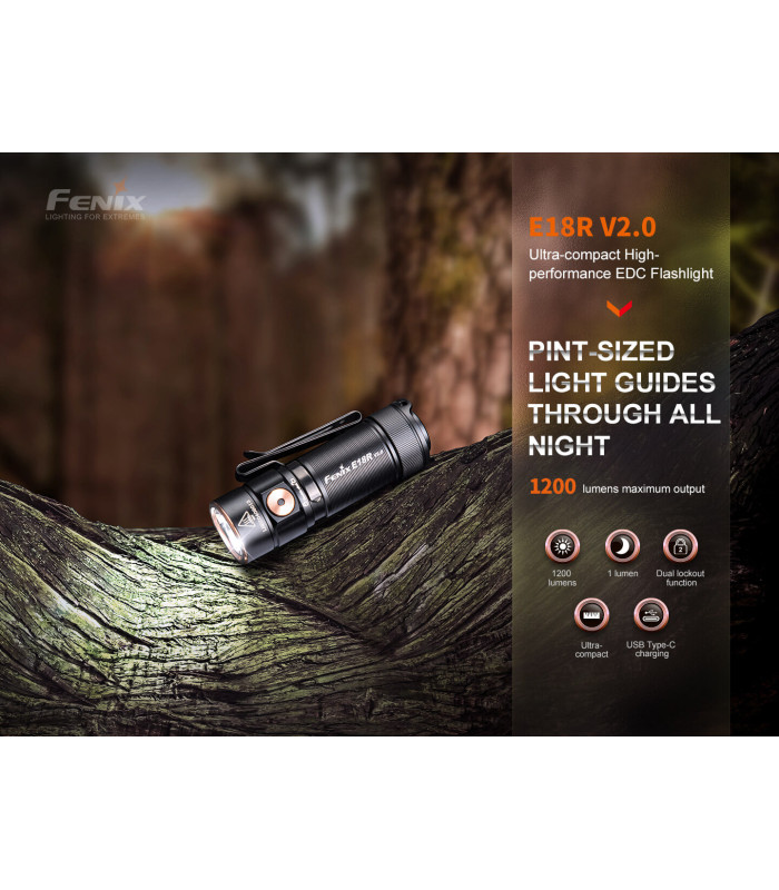 Φακός Fenix E18R V2.0 Επαναφορτιζόμενος Με USB