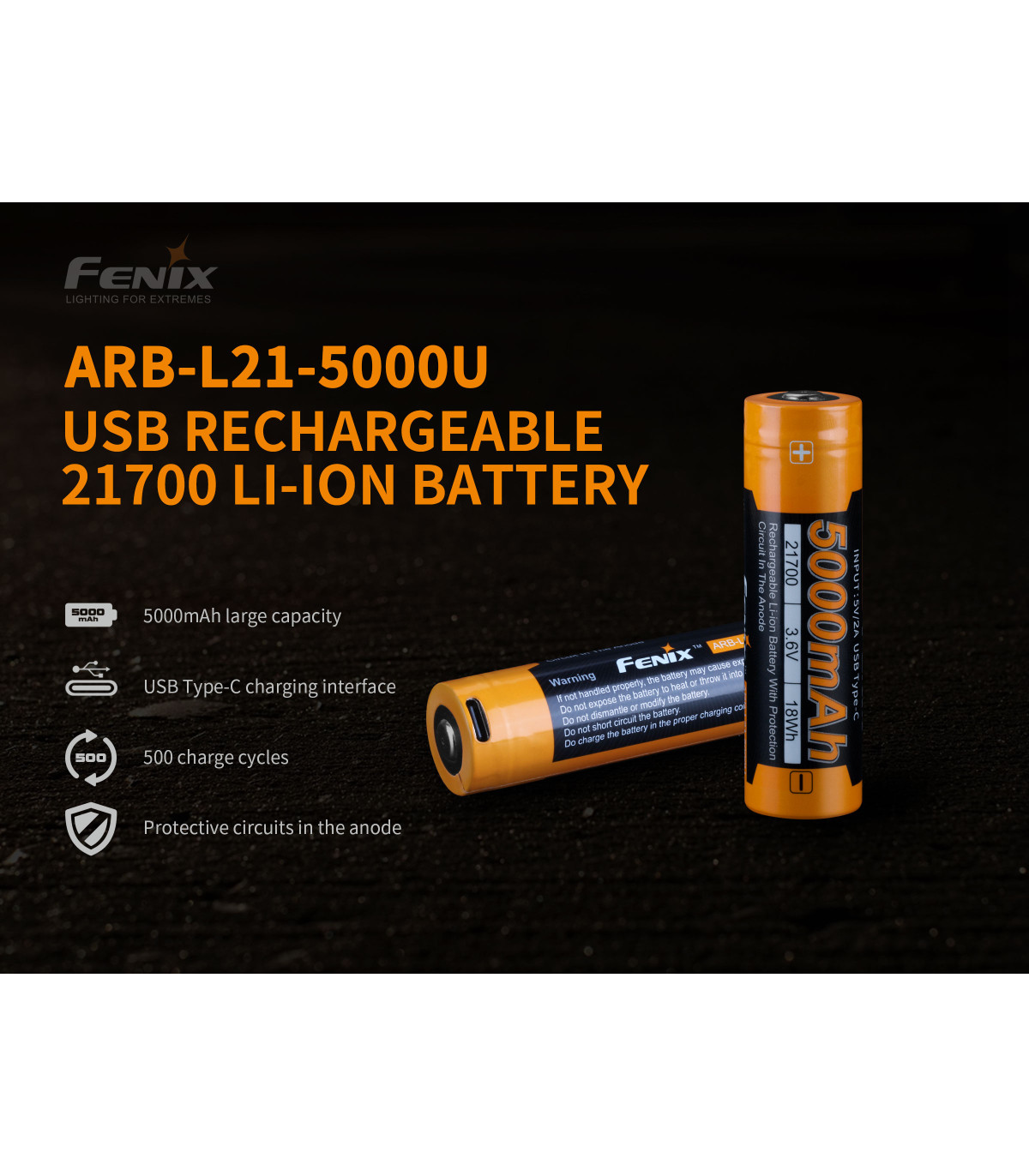 Μπαταρία Fenix ARB-L21-5000U Επαναφορτιζόμενη USB 5000mAh