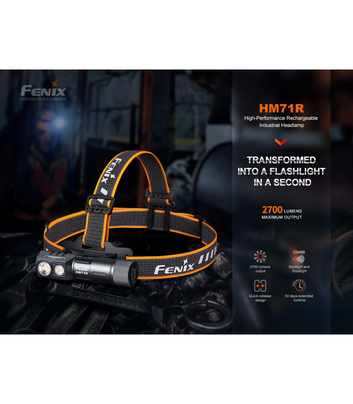 Φακός Κεφαλής Fenix HM71R Επαναφορτιζόμενος με USB