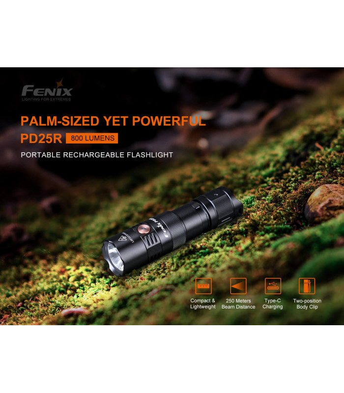 Φακός Fenix PD25R Επαναφορτιζόμενος με USB