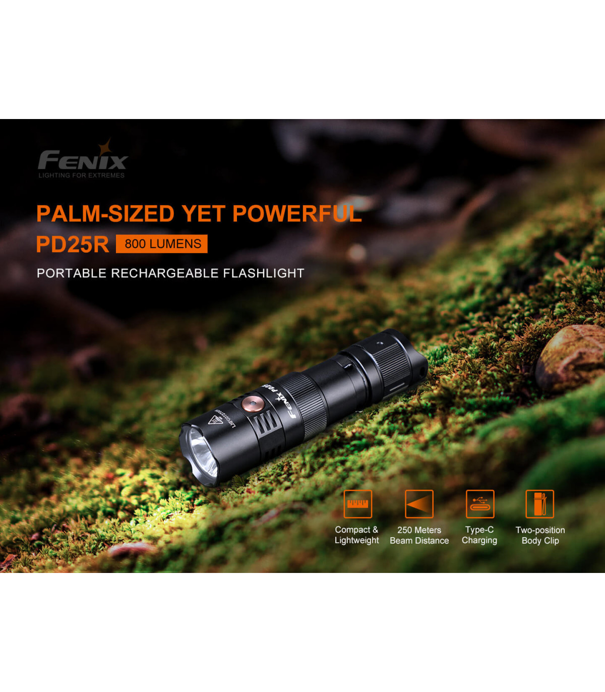 Φακός Fenix PD25R Επαναφορτιζόμενος με USB