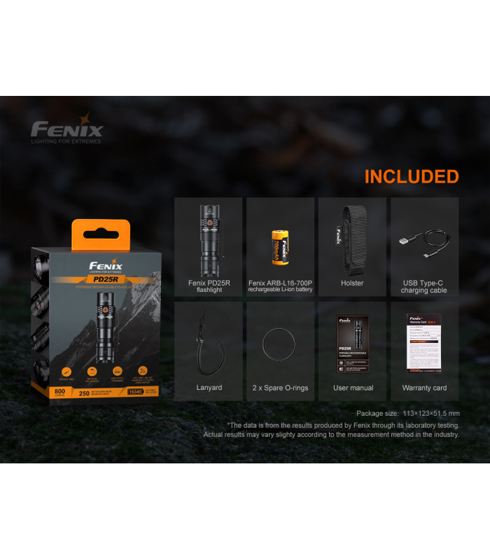 Φακός Fenix PD25R Επαναφορτιζόμενος με USB