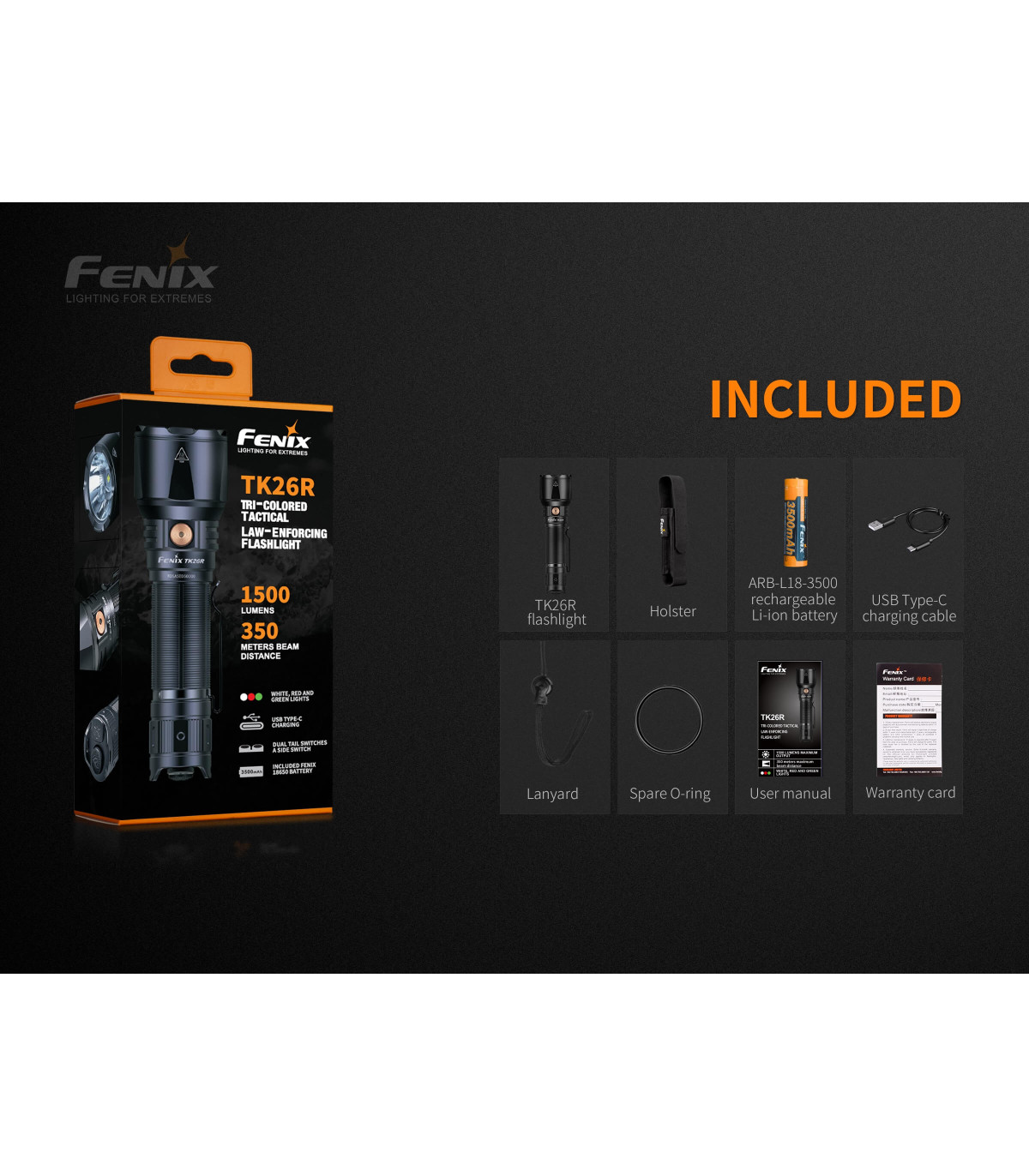 Φακός Fenix TK26R Επαναφορτιζόμενος με USB