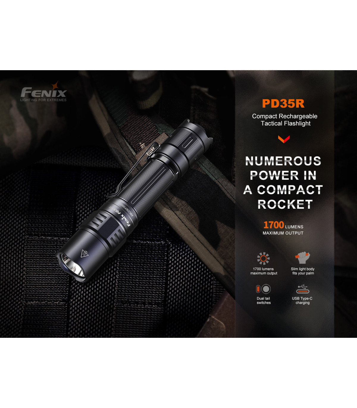 Φακός Fenix PD35R Επαναφορτιζόμενος με USB