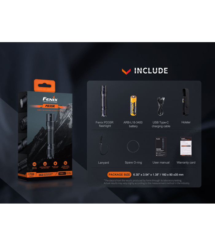 Φακός Fenix PD35R Επαναφορτιζόμενος με USB