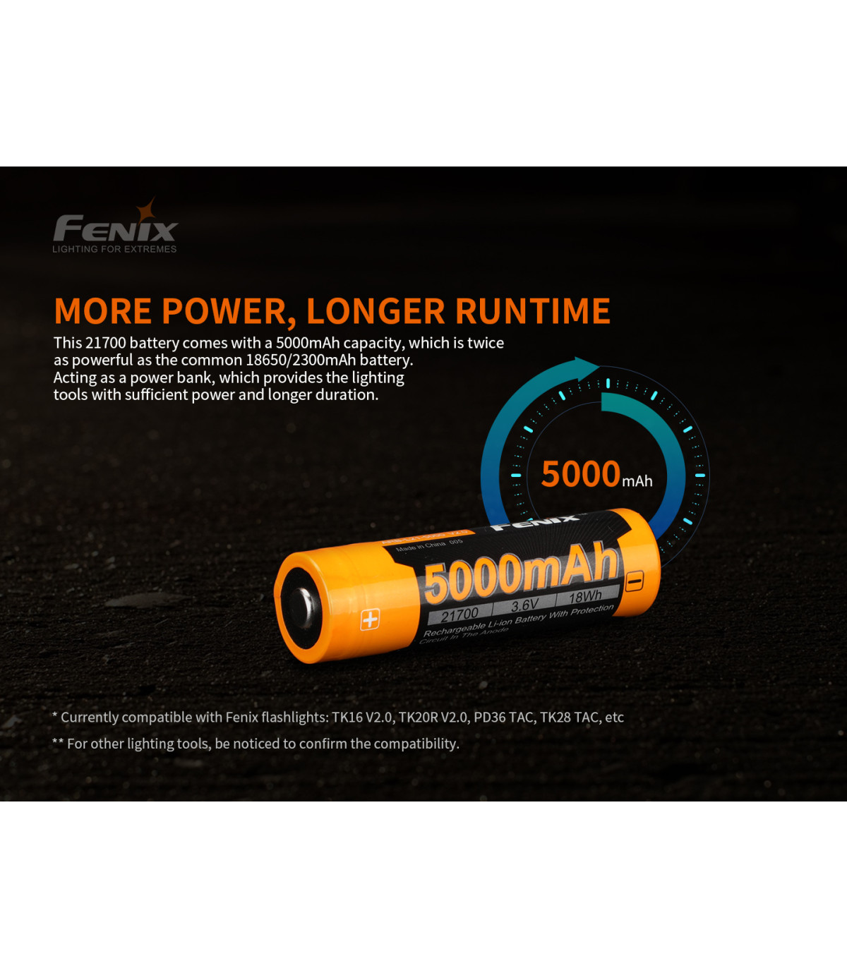 Μπαταρία Fenix ARB-L21-5000 V2 Επαναφορτιζόμενη 5000mAh