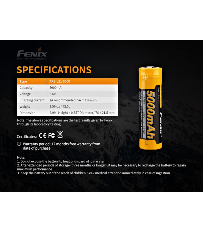 Μπαταρία Fenix ARB-L21-5000 V2 Επαναφορτιζόμενη 5000mAh