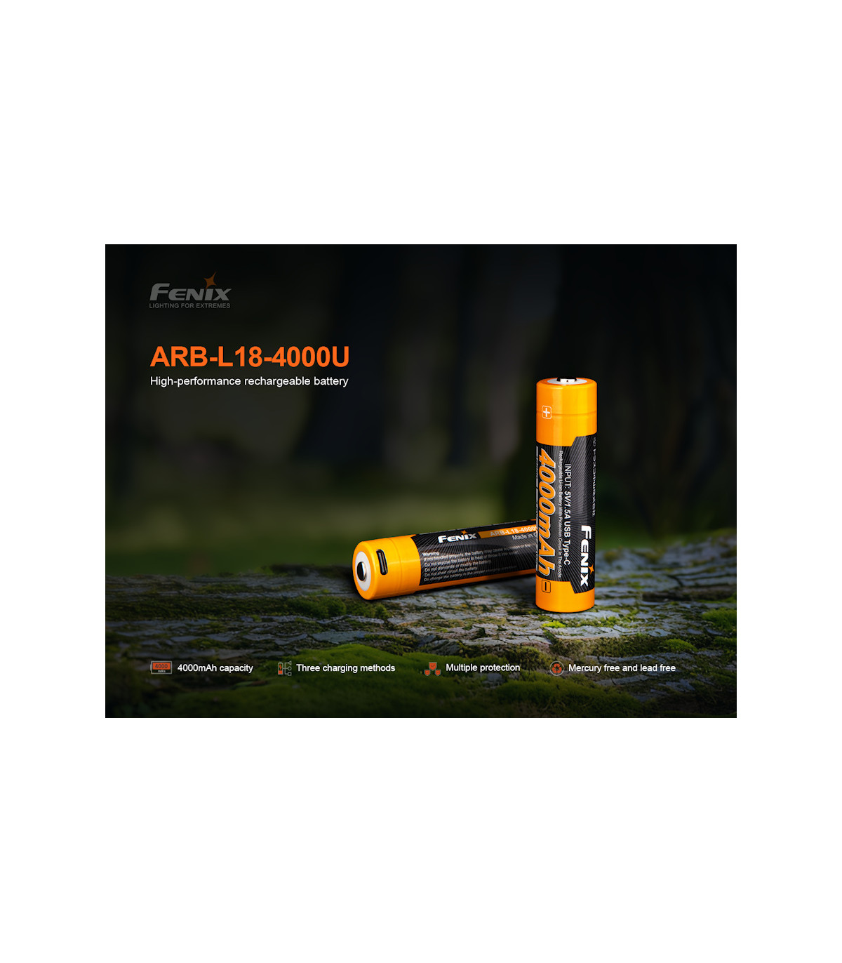 Μπαταρία Fenix ARB-L18-4000U Επαναφορτιζόμενη USB 4000mAh