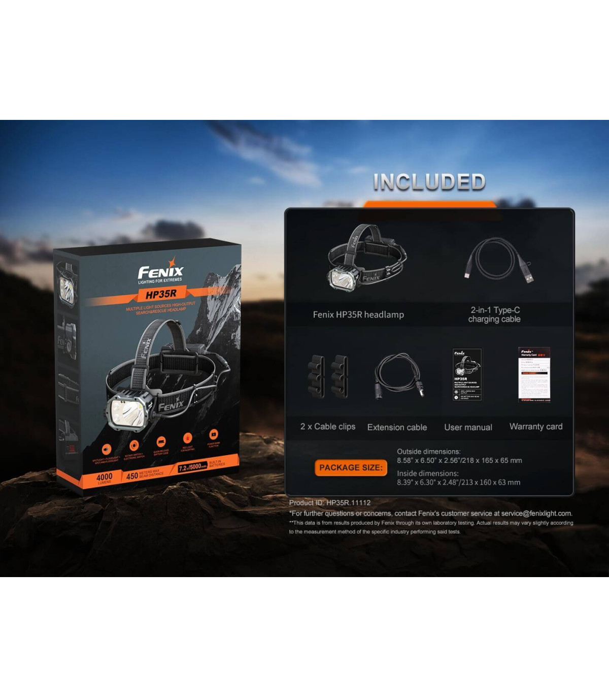 Φακός Κεφαλής Fenix HP35R Επαναφορτιζόμενος με USB