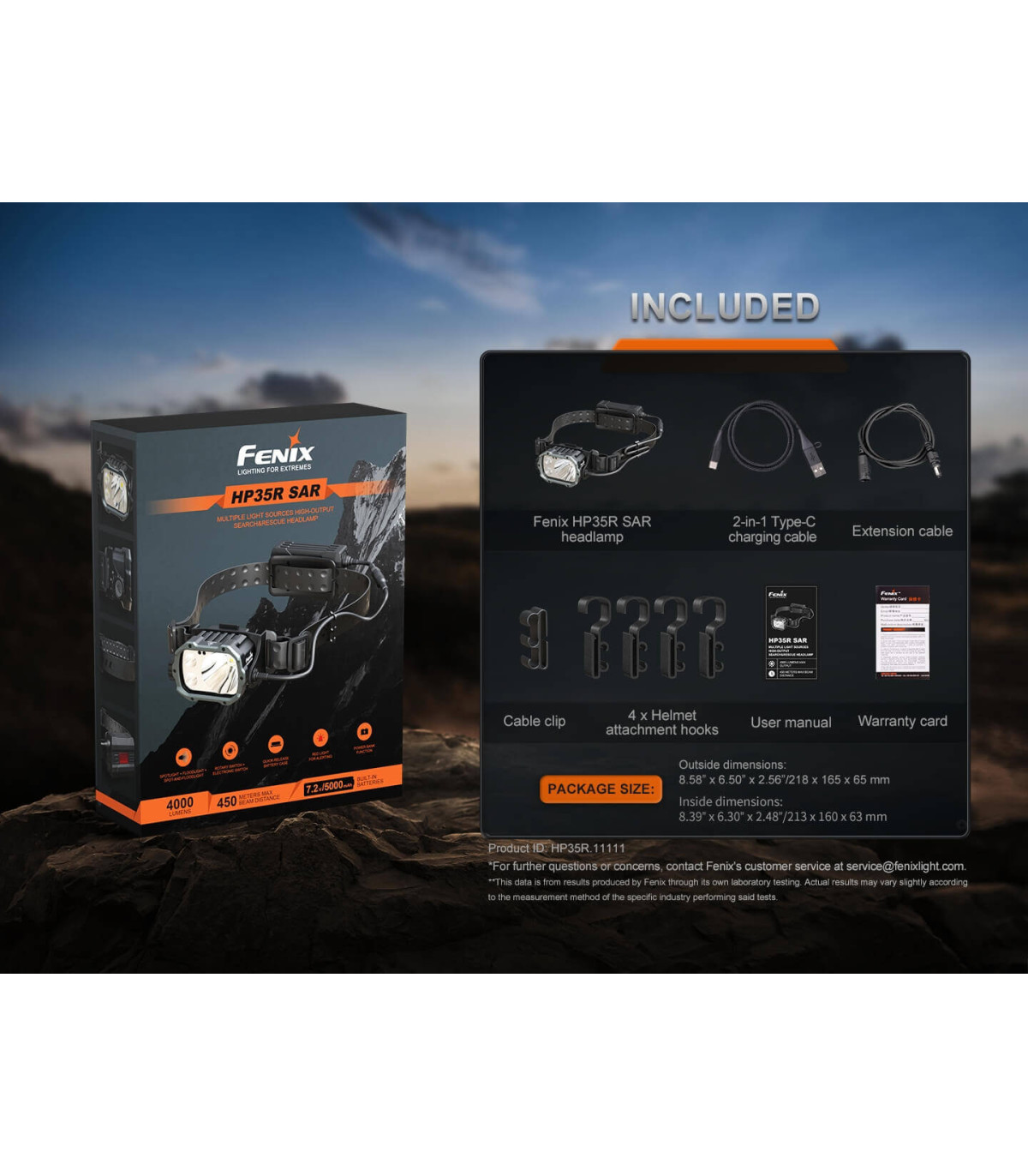 Φακός Κεφαλής Fenix HP35R Επαναφορτιζόμενος με USB