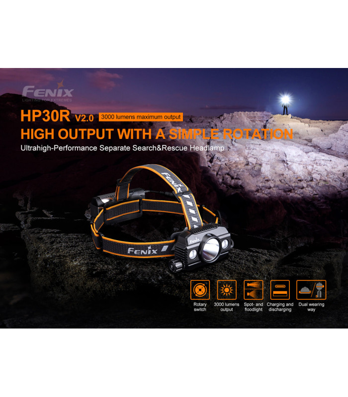 Φακός Κεφαλής Fenix HP30R V2.0 Επαναφορτιζόμενος με USB