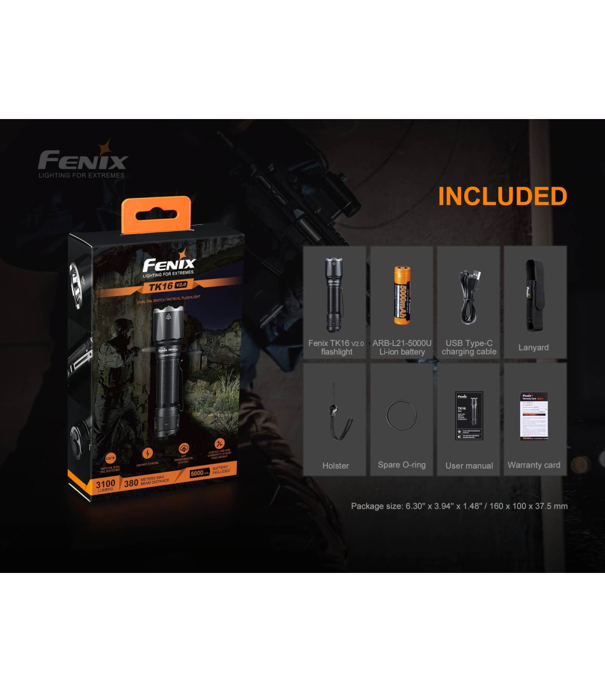 Φακός Fenix TK16 V2.0 Επαναφορτιζόμενος