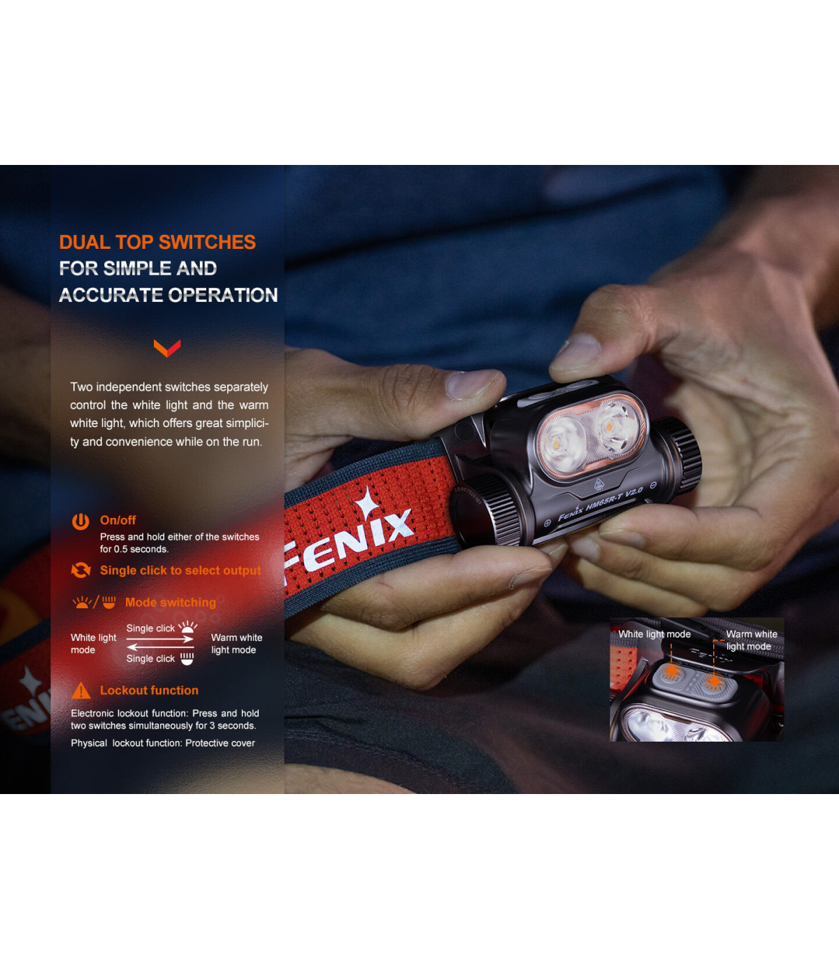 Φακός Κεφαλής Fenix HM65R-T V2.0 Επαναφορτιζόμενος με USB