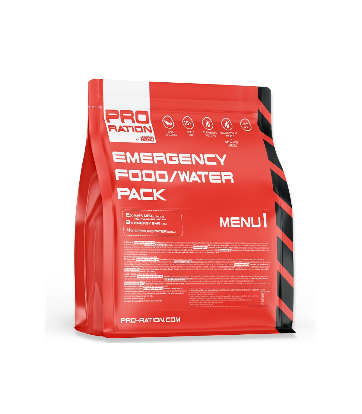 Pro Ration Emergency Food-Water Pack Menu 1 Λήξη σε 15 Ετη