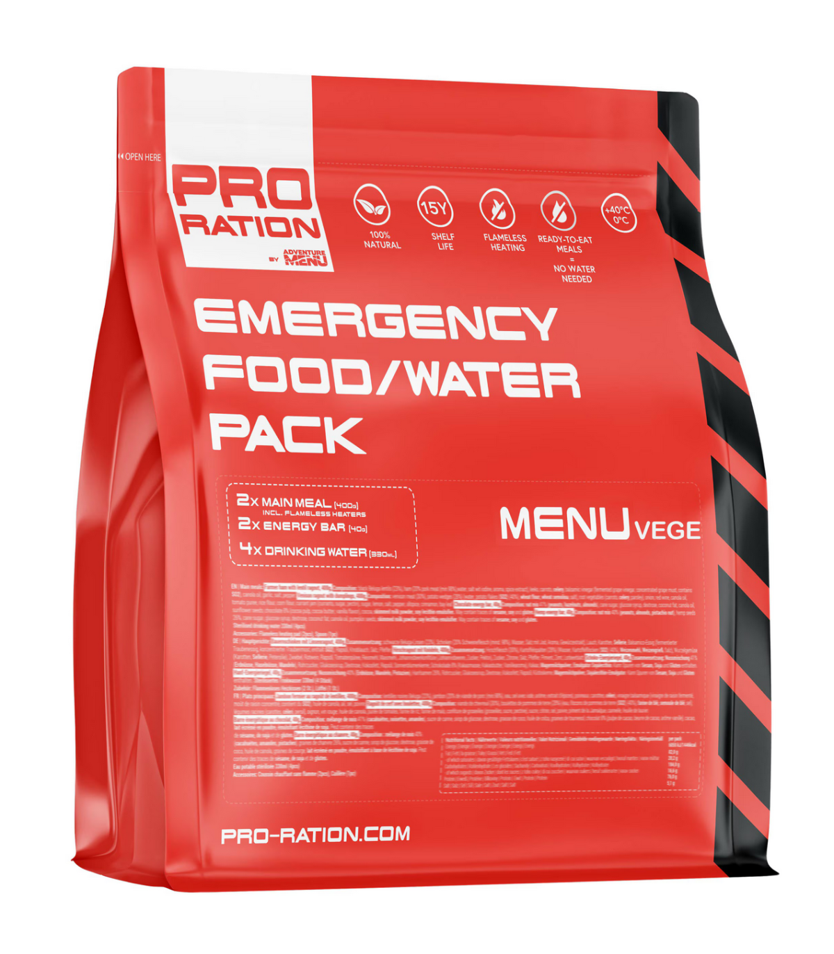 Pro Ration Emergency Food-Water Pack Menu VEGE Λήξη σε 15 Ετη