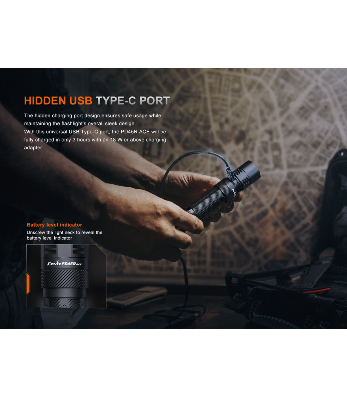 Φακός Fenix PD45R ACE Επαναφορτιζόμενος με USB