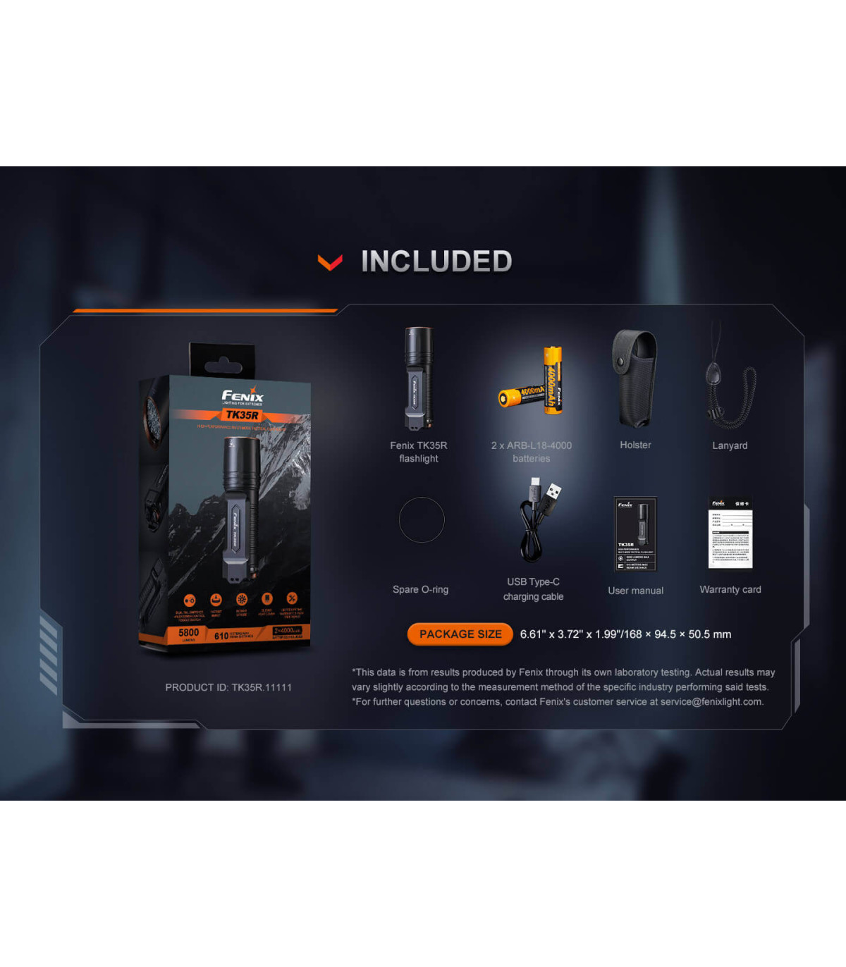 Φακός Fenix TK35R Επαναφορτιζόμενος με usb