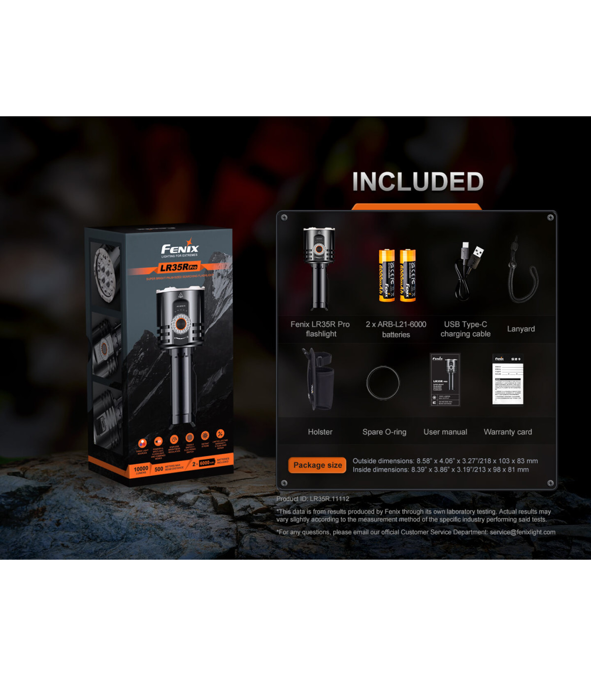 Φακός Fenix LR35R PRO Επαναφορτιζόμενος με USB
