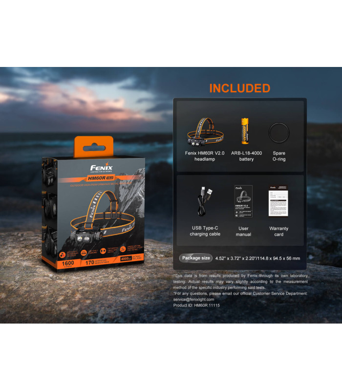 Φακός Κεφαλής Fenix HM60R V2.0 Επαναφορτιζόμενος με USB