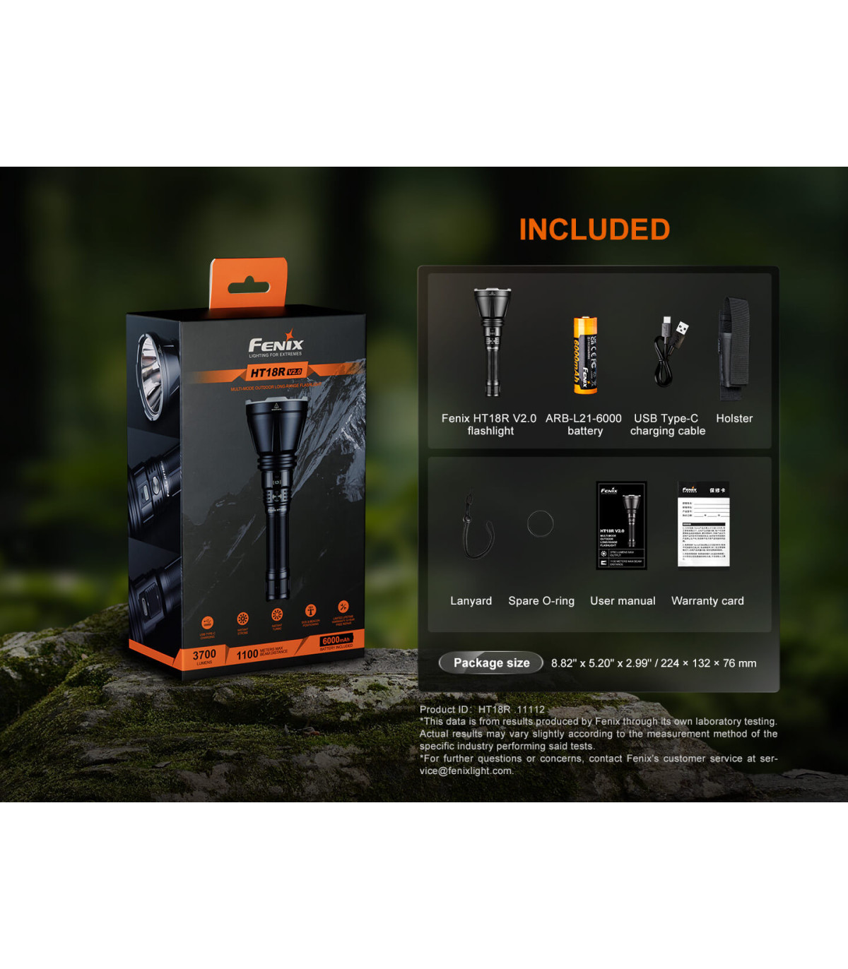 Φακός Fenix HT18R V2.0 Επαναφορτιζόμενος με USB