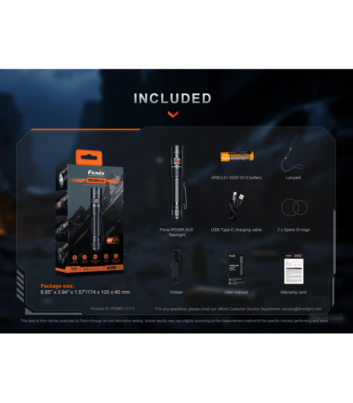 Φακός Fenix PD36R ACE Επαναφορτιζόμενος με USB