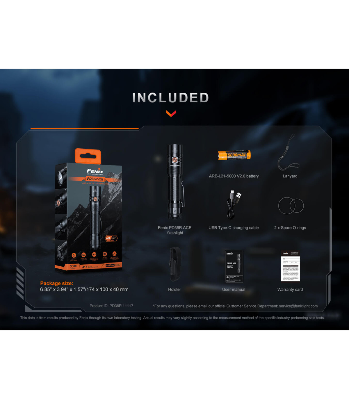 Φακός Fenix PD36R ACE Επαναφορτιζόμενος με USB
