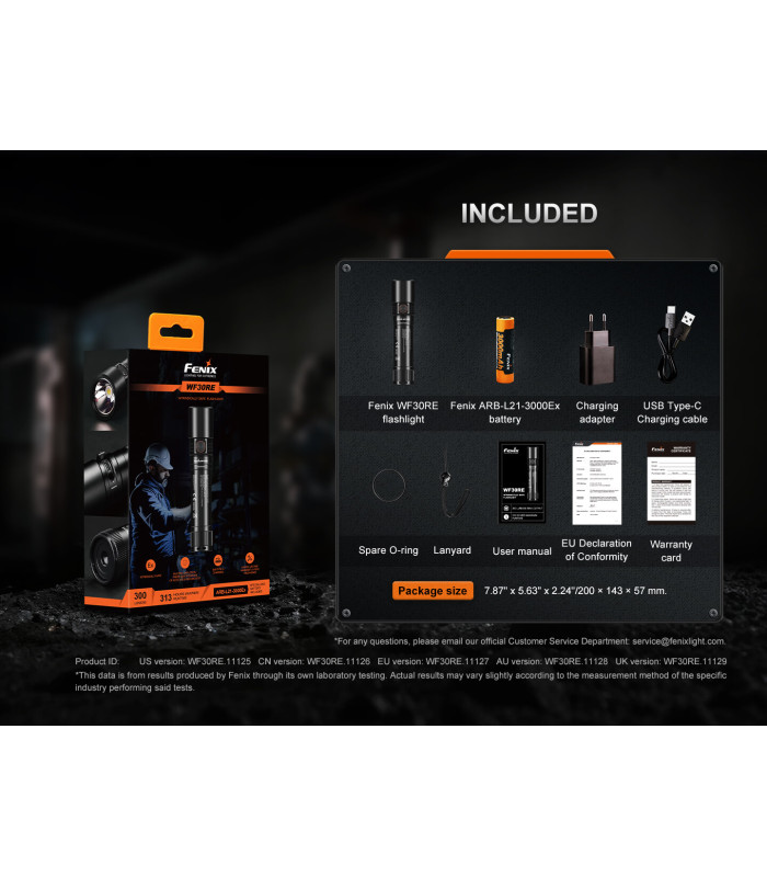 Φακός Fenix WF30RE 2025 ATEX Explosion proof Επαναφορτιζόμενος με usb