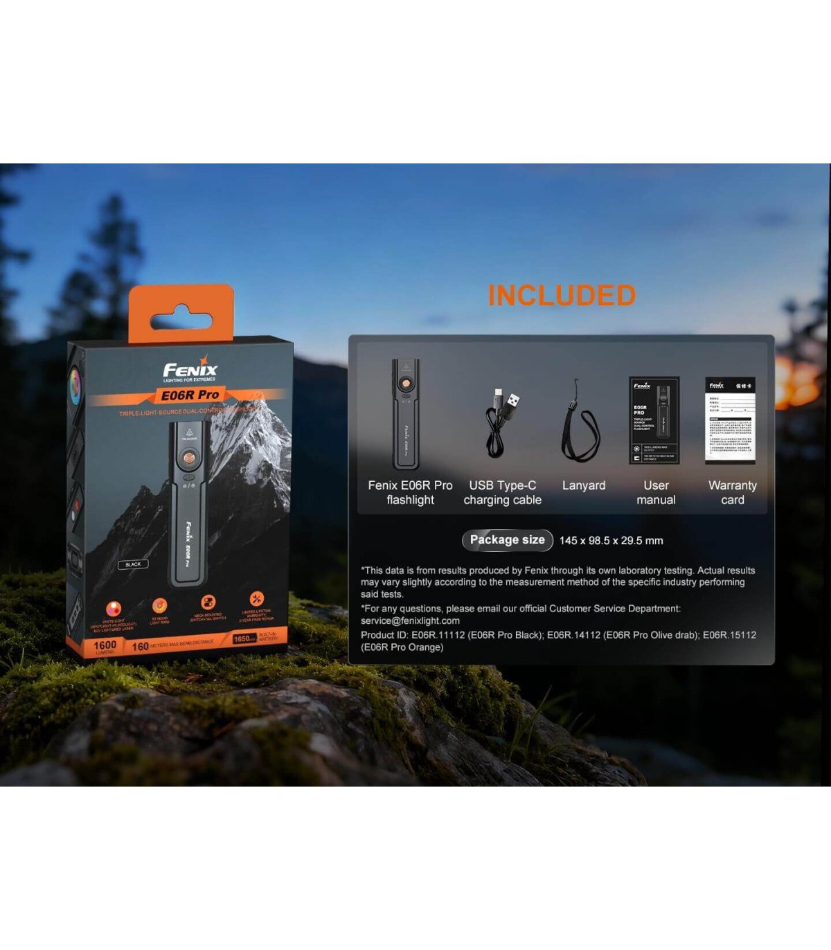 Φακός Fenix E06R PRO Πράσινος Επαναφορτιζόμενος Με USB