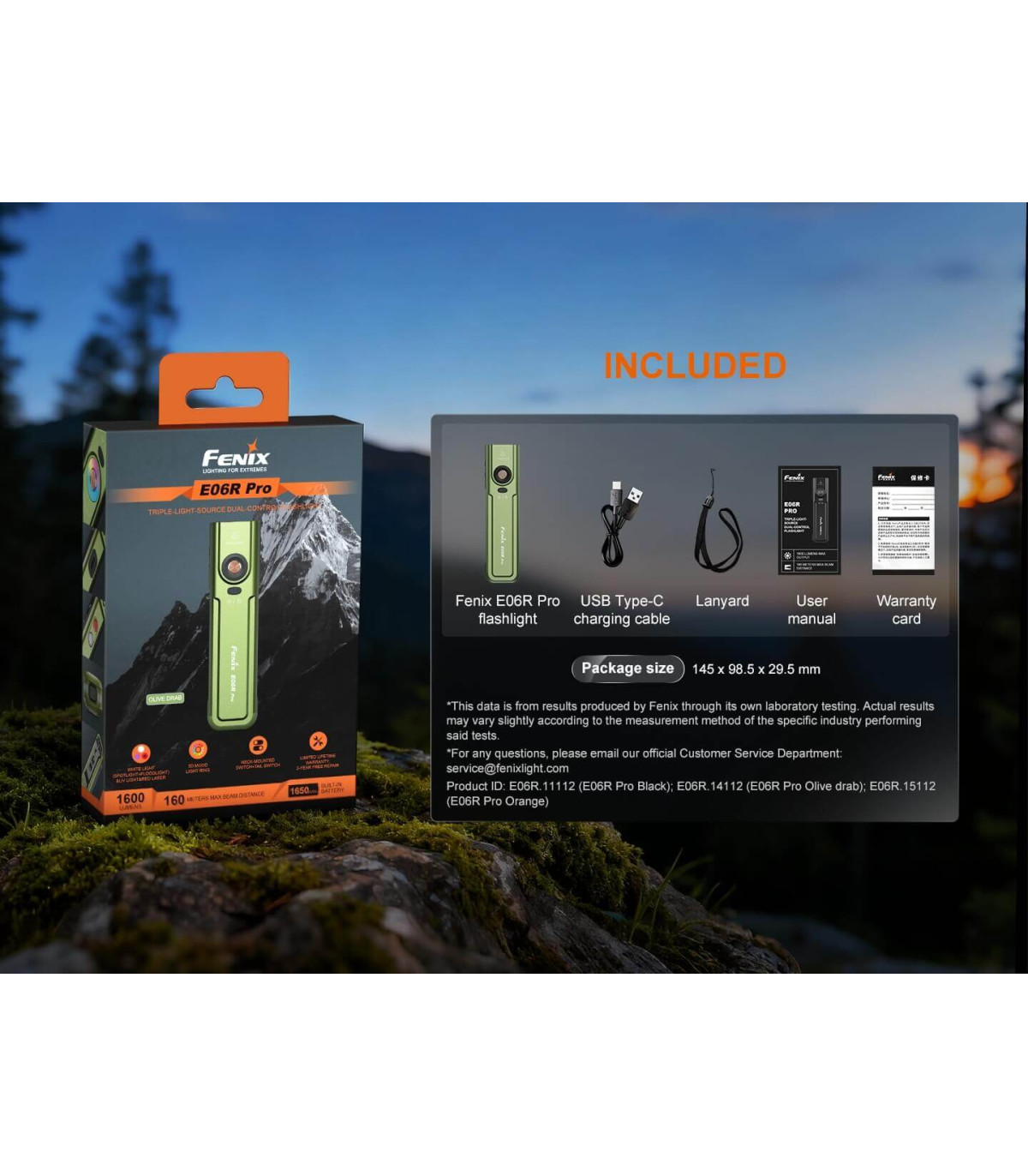Φακός Fenix E06R PRO Πορτοκαλί Επαναφορτιζόμενος Με USB