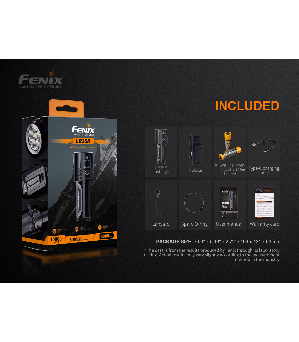 Φακός Fenix LR35R Επαναφορτιζόμενος με USB