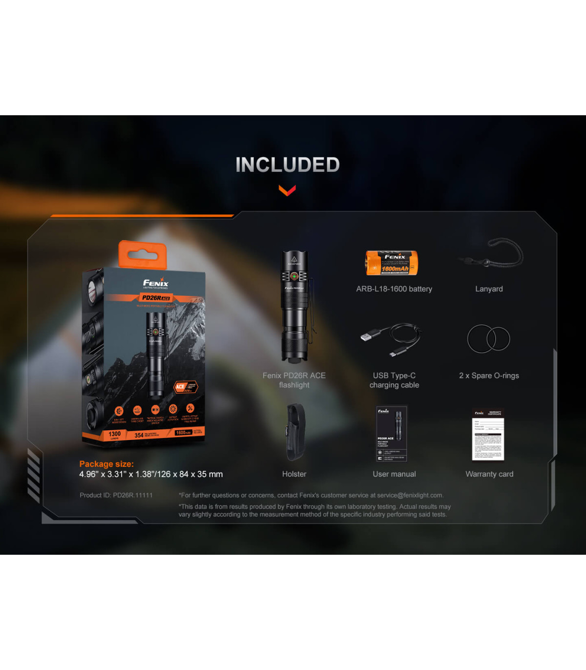 Φακός Fenix PD26R ACE Επαναφορτιζόμενος με USB
