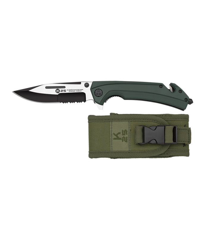 Σουγιάς K25 tactical pocket knife. Green G10.Saw, 25235
