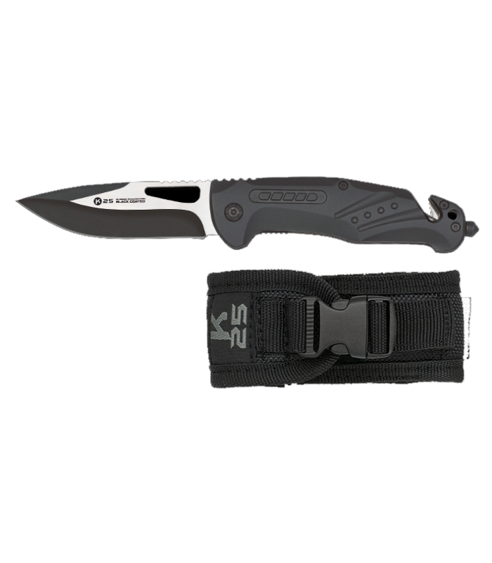 Σουγιάς K25 tactical black aluminium penknife, 25008
