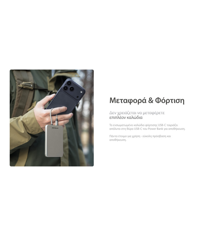 POWER BANK NITECORE POCKET 5, 5000ma Ultra Thin Aluminium body, Grey