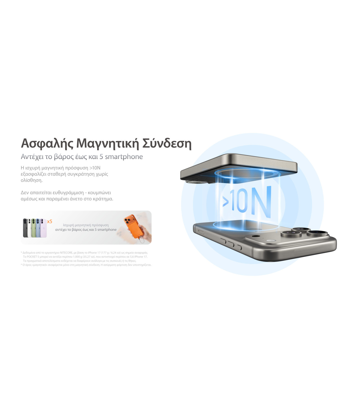 POWER BANK NITECORE POCKET 5, 5000ma Ultra Thin Aluminium body, Grey