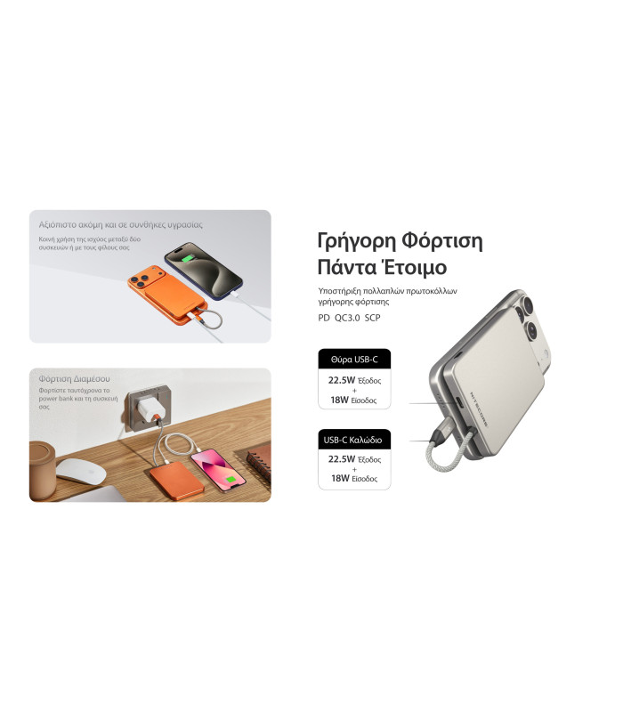 POWER BANK NITECORE POCKET 5, 5000ma Ultra Thin Aluminium body, Grey
