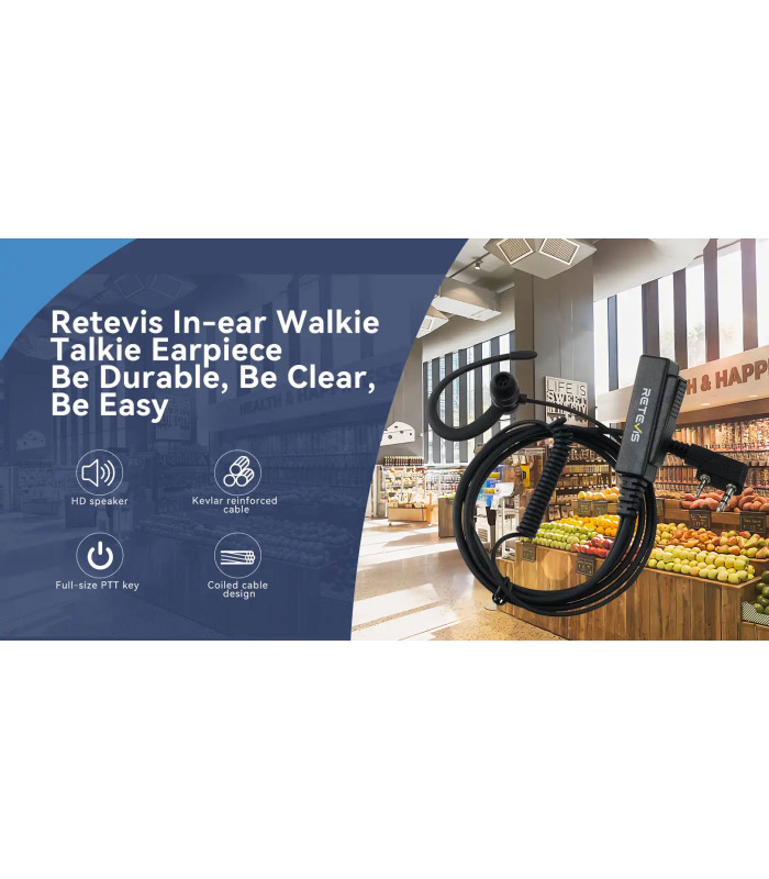 ΜΙΚΡΟΦΩΝΟ ΑΚΟΥΣΤΙΚΟ, RETEVIS, EEK023 G Shape In-Ear Earbud, Kenwood 2 Pin Plug