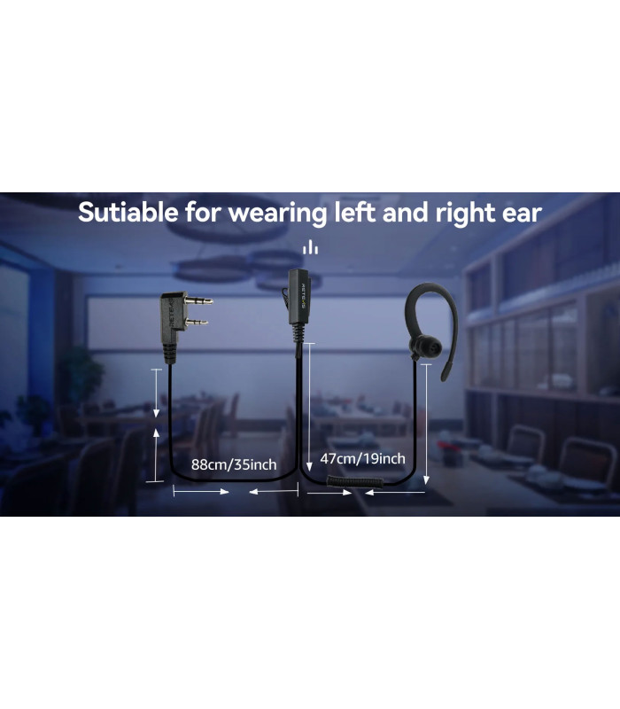 ΜΙΚΡΟΦΩΝΟ ΑΚΟΥΣΤΙΚΟ, RETEVIS, EEK023 G Shape In-Ear Earbud, Kenwood 2 Pin Plug