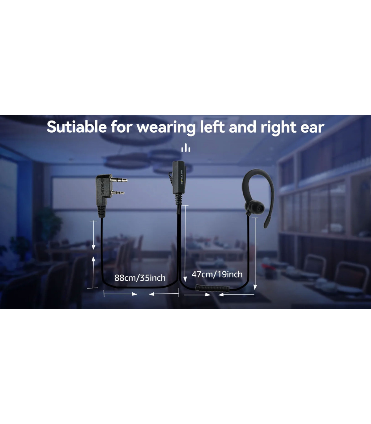 ΜΙΚΡΟΦΩΝΟ ΑΚΟΥΣΤΙΚΟ, RETEVIS, EEK023 G Shape In-Ear Earbud, Kenwood 2 Pin Plug
