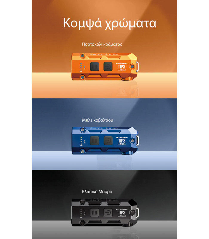 ΦΑΚΟΣ LED NITECORE TIP3, Μπρελόκ, Rechargeable, Blue