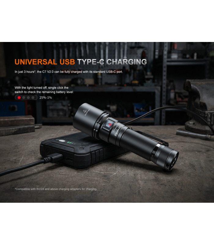 Φακός Fenix C7 V2.0 Επαναφορτιζόμενος Με USB