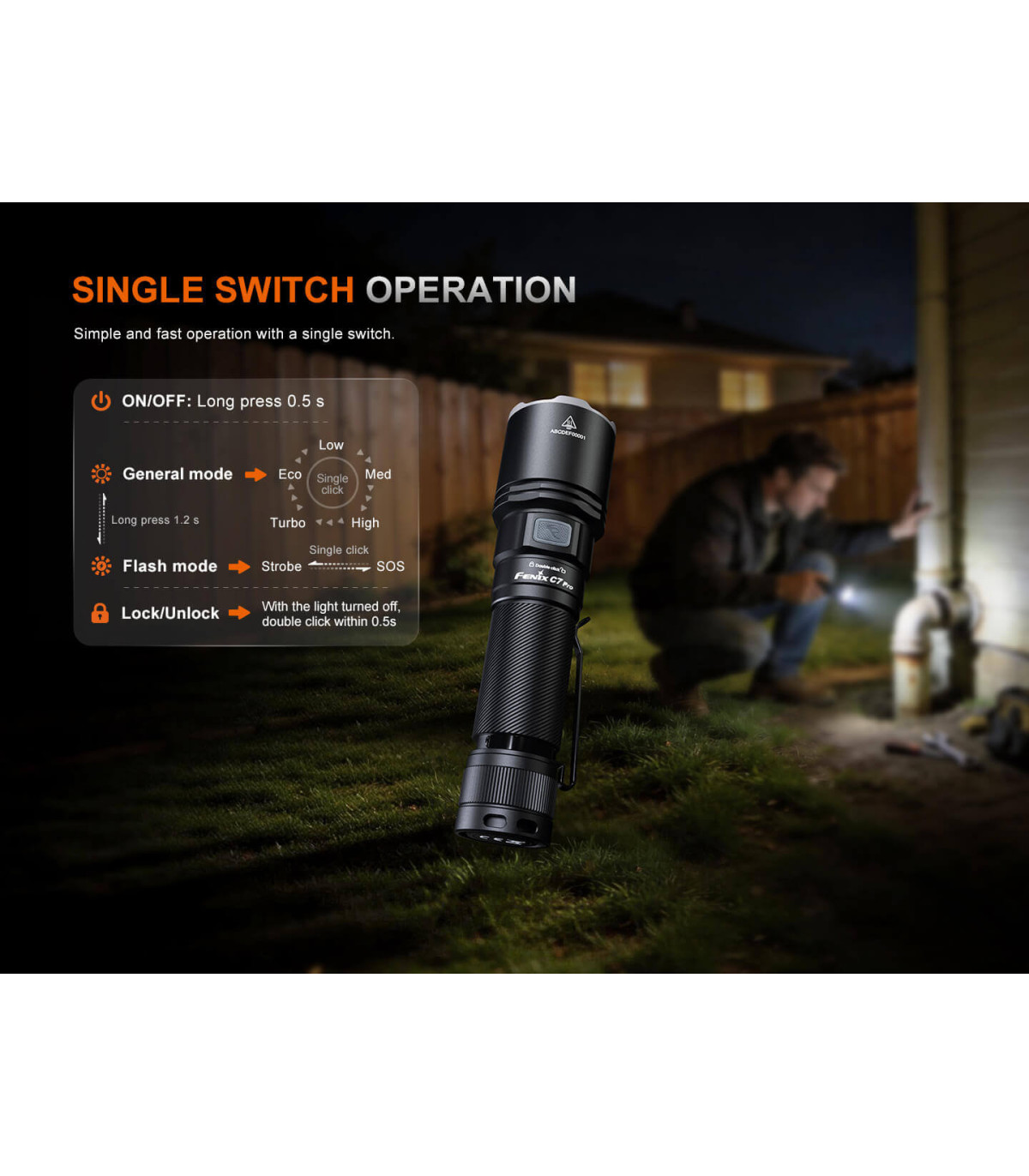 Φακός Fenix C7 PRO Επαναφορτιζόμενος Με USB