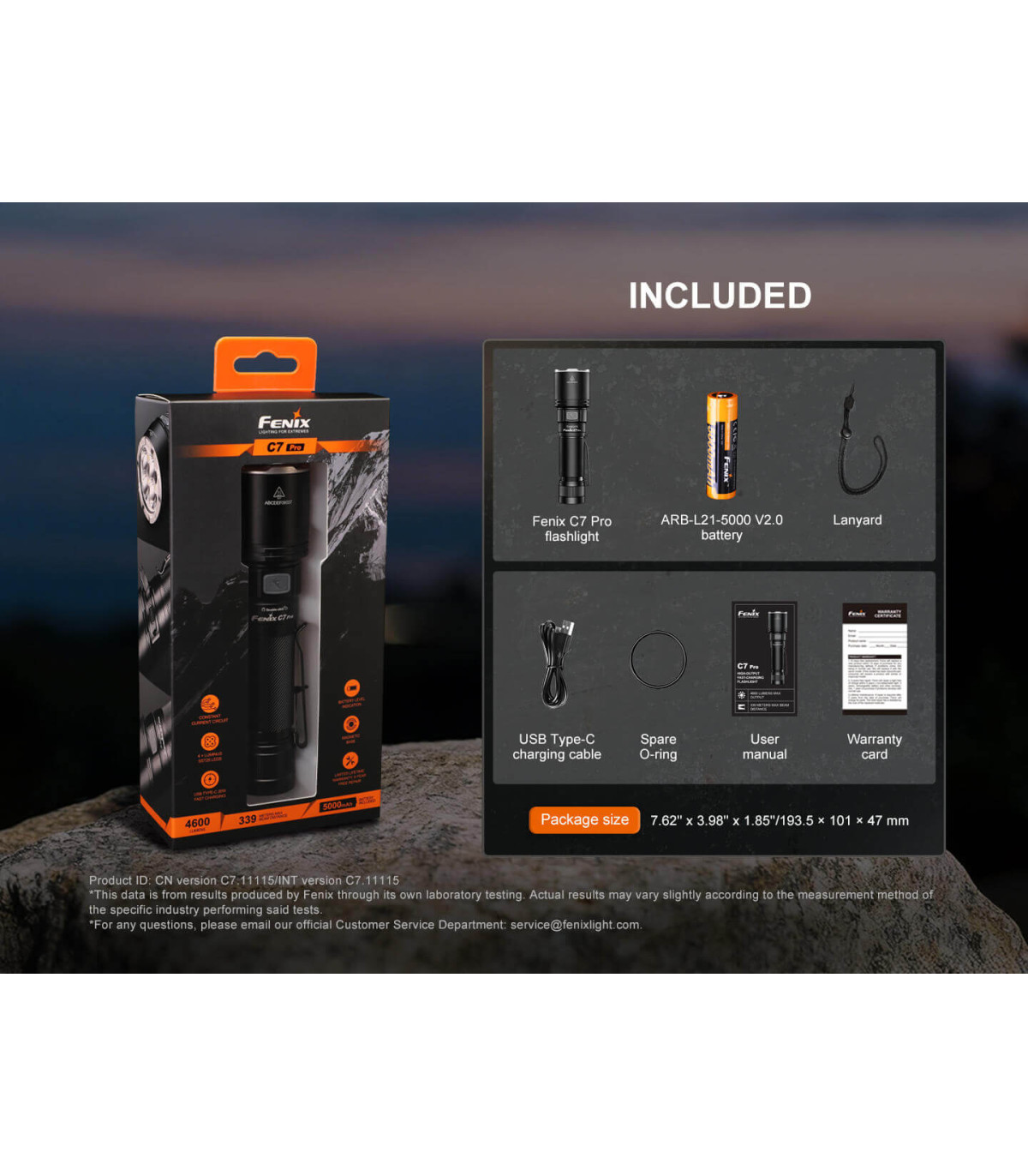 Φακός Fenix C7 PRO Επαναφορτιζόμενος Με USB