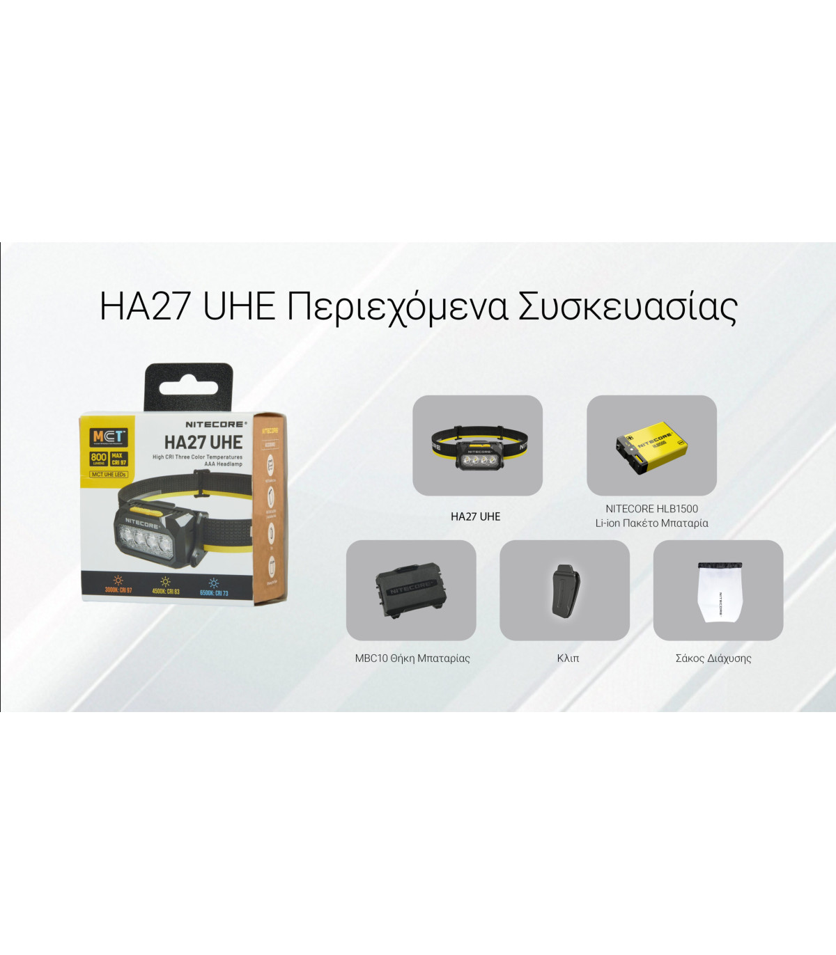 ΦΑΚΟΣ LED NITECORE HEADLAMP HA27UHE, 800lumens, 75g