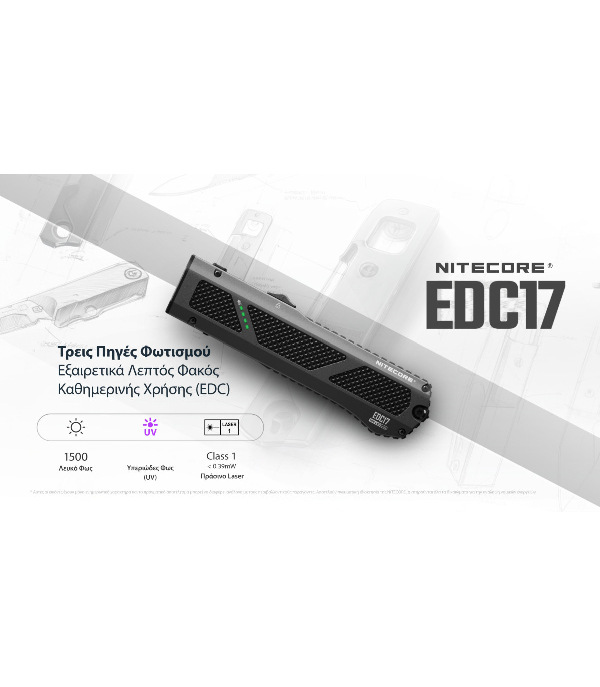 ΦΑΚΟΣ LED NITECORE EDC17, 3 Sources Light