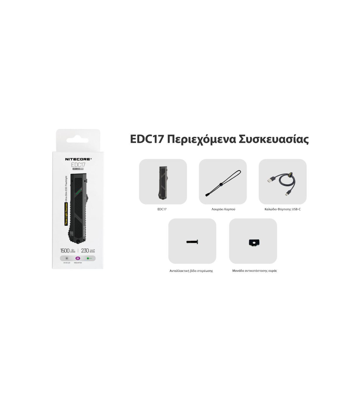 ΦΑΚΟΣ LED NITECORE EDC17, 3 Sources Light