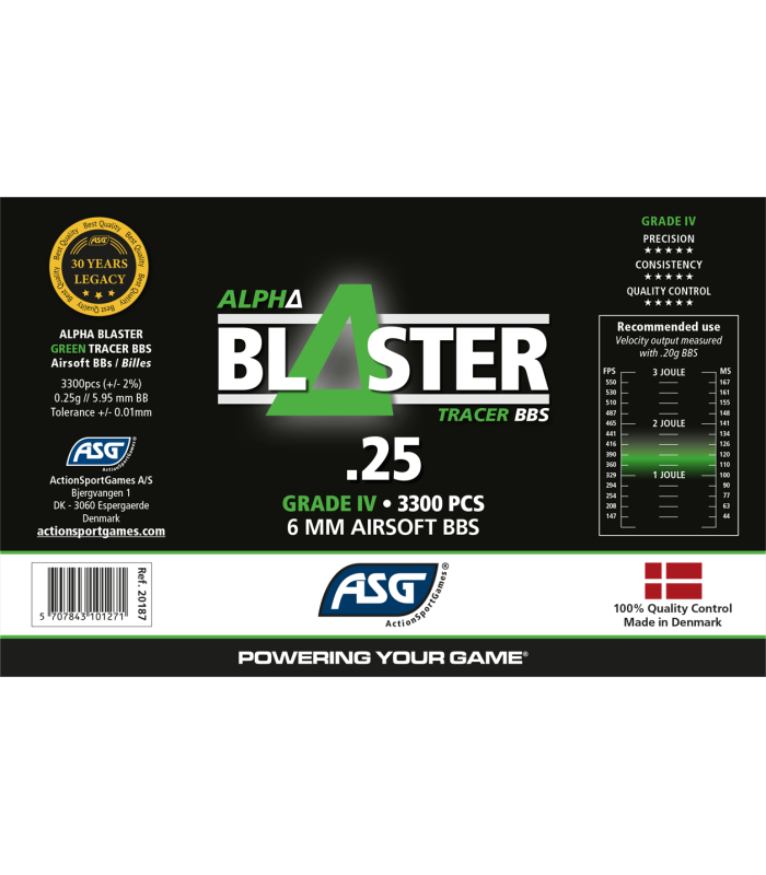 ΜΠΙΛΙΕΣ SOFT TRACER Alpha Blaster Green 0.25g / 3300pcs