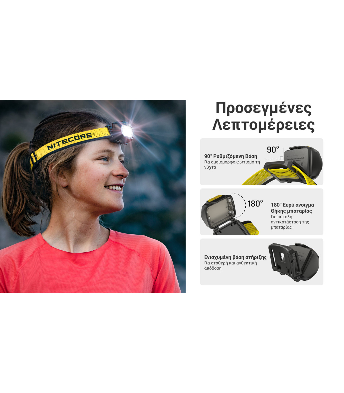 ΦΑΚΟΣ LED NITECORE HEADLAMP UT27 Pro MCT 800Lumens + 2x HBL1500Lion Battery, Black