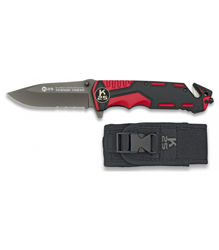 ΣΟΥΓΙΑΣ K25,Tactical pocket knife,Rubbered aluminium/red,9.4 cm , 19653